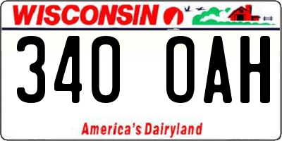 WI license plate 340OAH