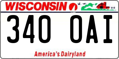 WI license plate 340OAI