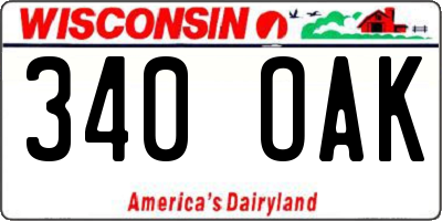 WI license plate 340OAK