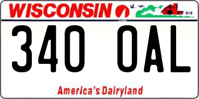 WI license plate 340OAL