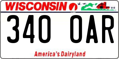 WI license plate 340OAR