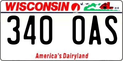 WI license plate 340OAS