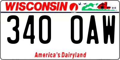 WI license plate 340OAW