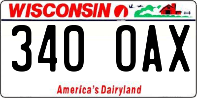 WI license plate 340OAX