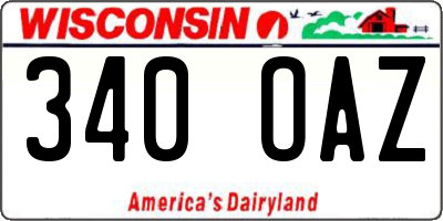 WI license plate 340OAZ