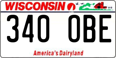 WI license plate 340OBE