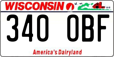 WI license plate 340OBF
