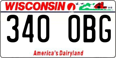 WI license plate 340OBG