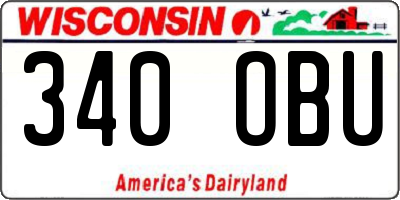 WI license plate 340OBU