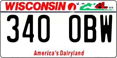 WI license plate 340OBW