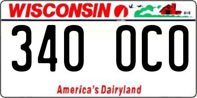 WI license plate 340OCO