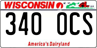 WI license plate 340OCS