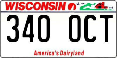 WI license plate 340OCT