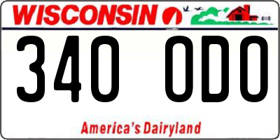 WI license plate 340ODO