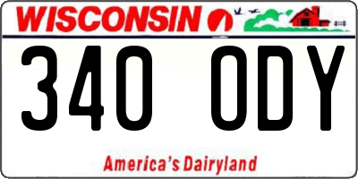 WI license plate 340ODY
