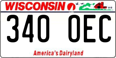 WI license plate 340OEC