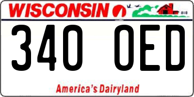 WI license plate 340OED
