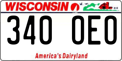 WI license plate 340OEO