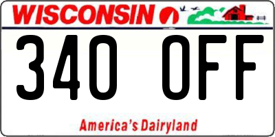WI license plate 340OFF