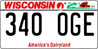 WI license plate 340OGE