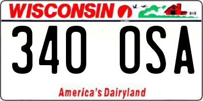 WI license plate 340OSA