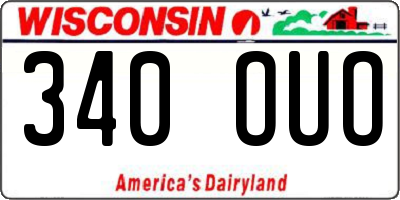 WI license plate 340OUO