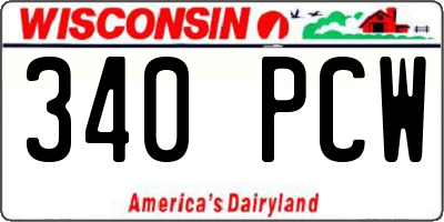 WI license plate 340PCW