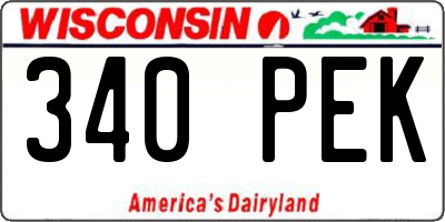 WI license plate 340PEK