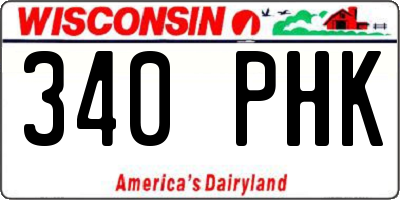 WI license plate 340PHK