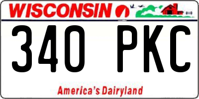 WI license plate 340PKC