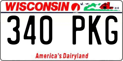 WI license plate 340PKG