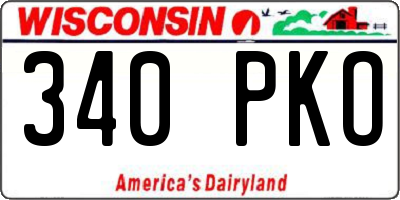 WI license plate 340PKO