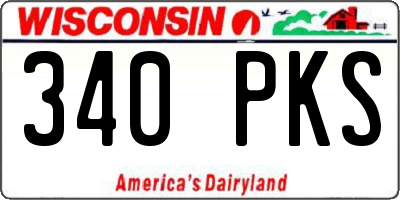 WI license plate 340PKS