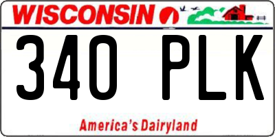 WI license plate 340PLK