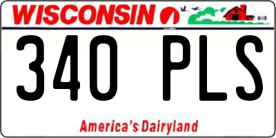 WI license plate 340PLS