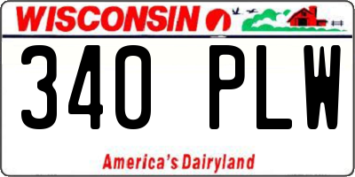 WI license plate 340PLW