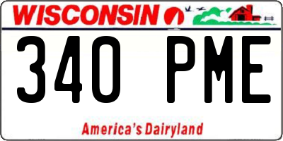 WI license plate 340PME