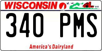 WI license plate 340PMS
