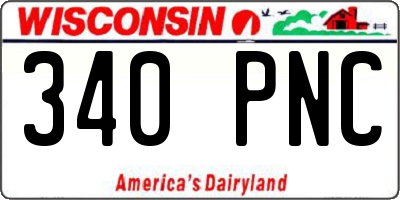 WI license plate 340PNC