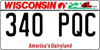 WI license plate 340PQC