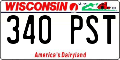 WI license plate 340PST