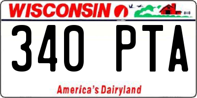 WI license plate 340PTA