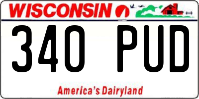 WI license plate 340PUD