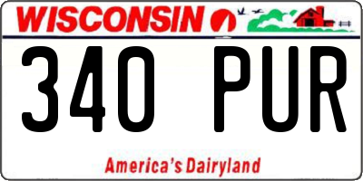 WI license plate 340PUR
