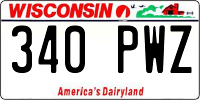 WI license plate 340PWZ