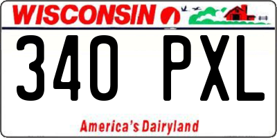 WI license plate 340PXL