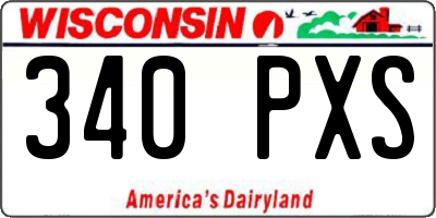 WI license plate 340PXS
