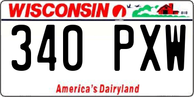 WI license plate 340PXW