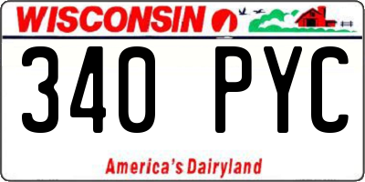 WI license plate 340PYC