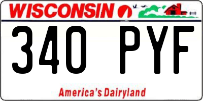 WI license plate 340PYF